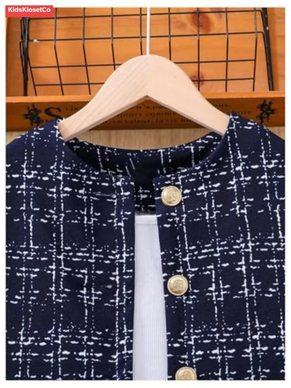 Girls 2 Piece Plaid Tweed Jacket and Ruffle Mini Skirt Set